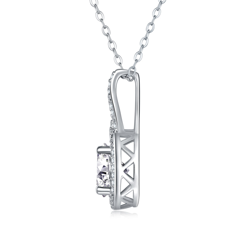 1Curve 2-Carat Moissanite Pendant Necklace in S925 Sterling Silver with Platinum Plating - 1