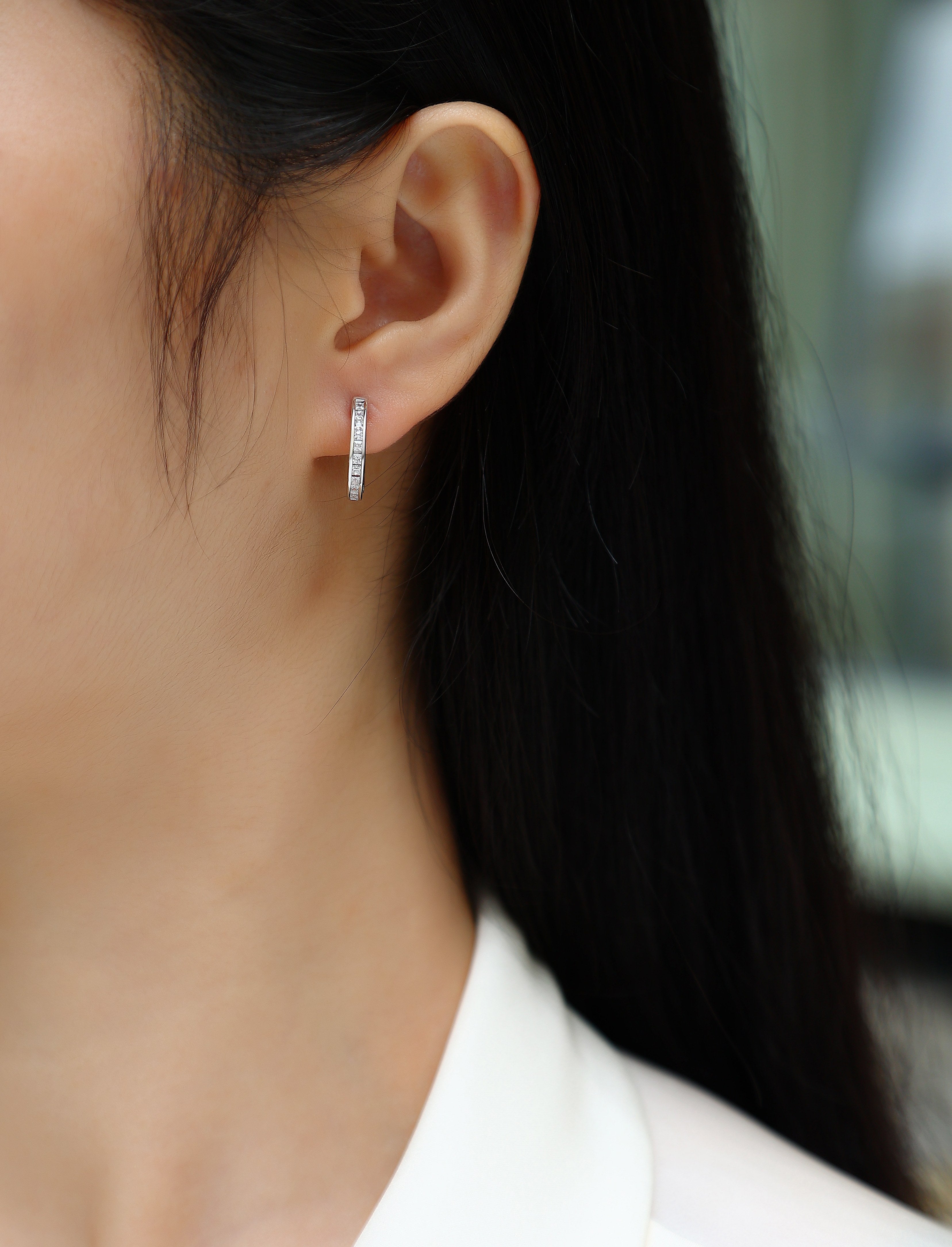 S925 Sterling Silver Moissanite Hoop Earrings Set Elegant Platinum-Plated Studs