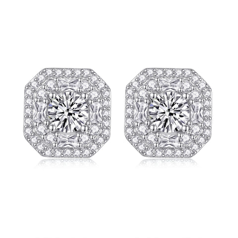 Luxury S925 Silver Moissanite Stud Earrings 0.5 Carat