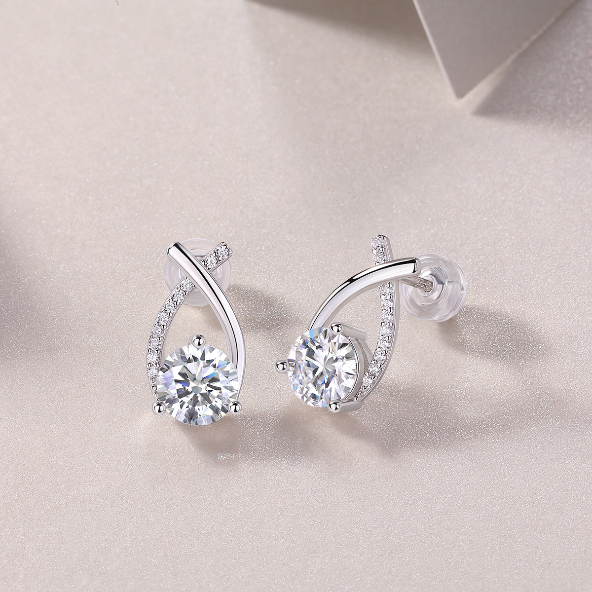 1-Carat Moissanite S925 Silver Stud Earrings Set