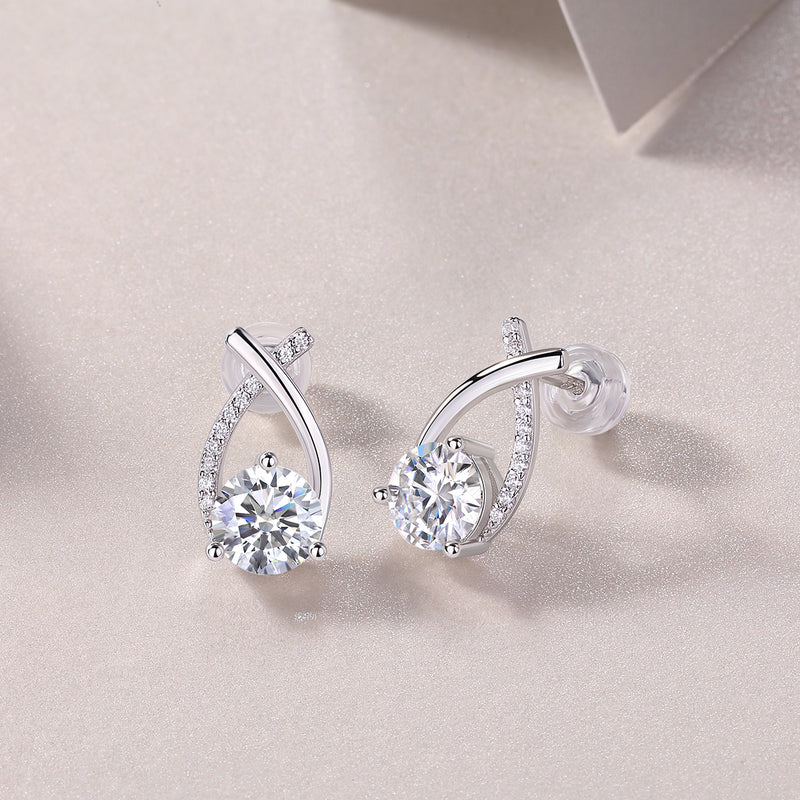 1-Carat Moissanite S925 Silver Stud Earrings Set - 4