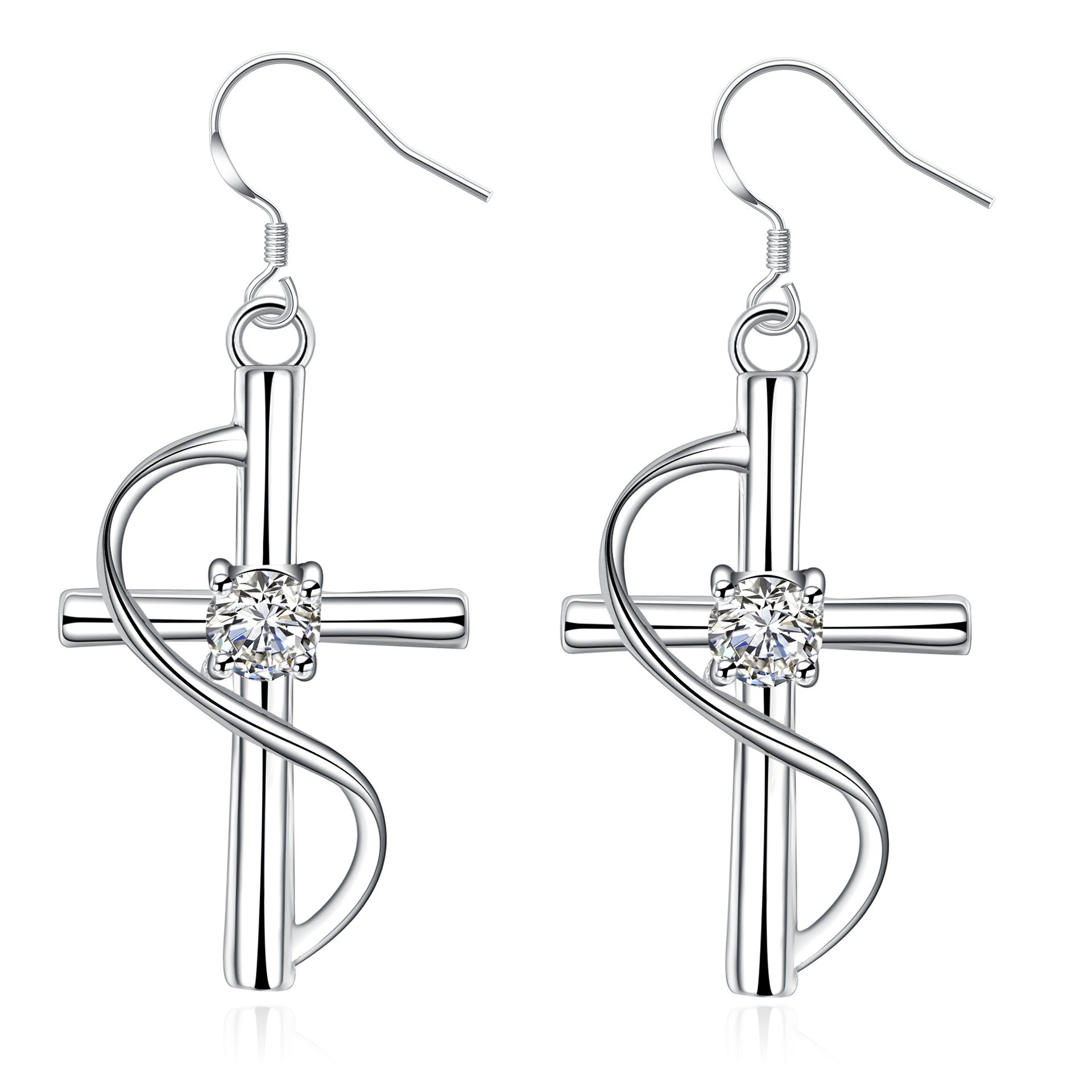 Elongated Cross Dangle Earrings for Women