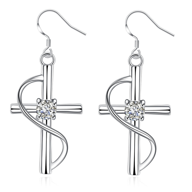 Elongated Cross Dangle Earrings for Women - 5