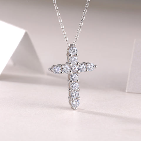 1Faith Luxury Moissanite Cross Pendant Necklace in S925 Silver