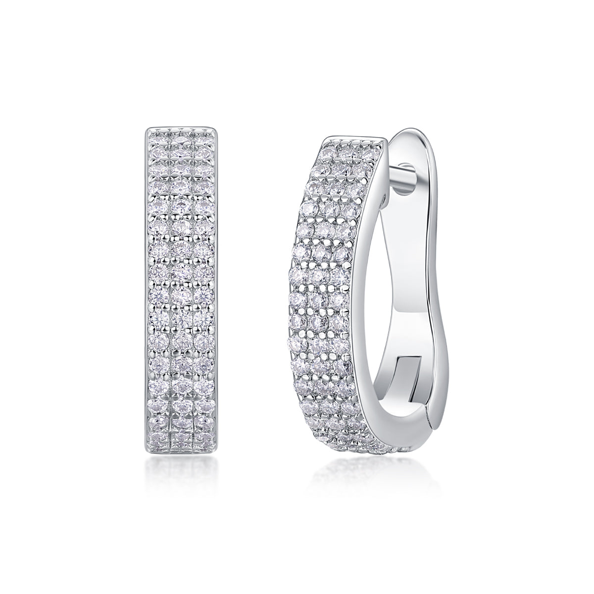 S925 Silver Moissanite Diamond Set Stud Earrings Luxury Fashion