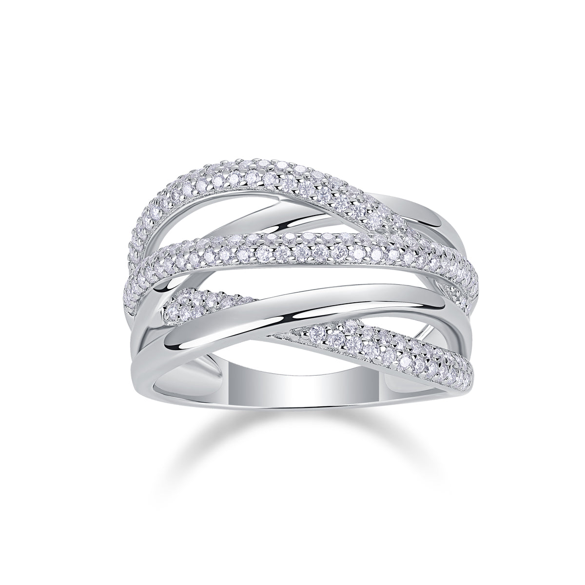Moissanite Sterling Silver Interweaving Ring - Modern Luxury Fine Jewelry