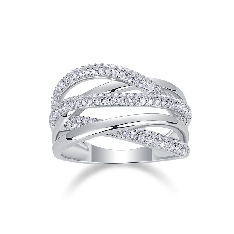 Moissanite Sterling Silver Interweaving Ring - Modern Luxury Fine Jewelry - 3