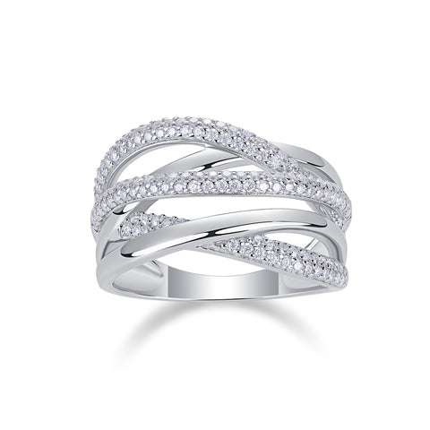Moissanite Sterling Silver Interweaving Ring - Modern Luxury Fine Jewelry