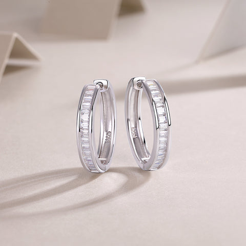 S925 Silver Moissanite Hoop Stud Earrings