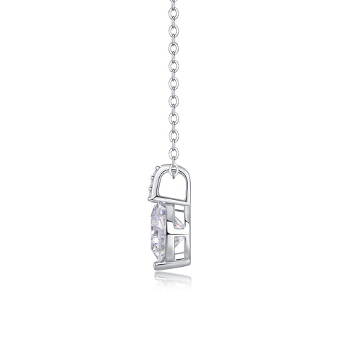 2-Carat Moissanite Pendant Necklace in S925 Sterling Silver with Platinum Plating