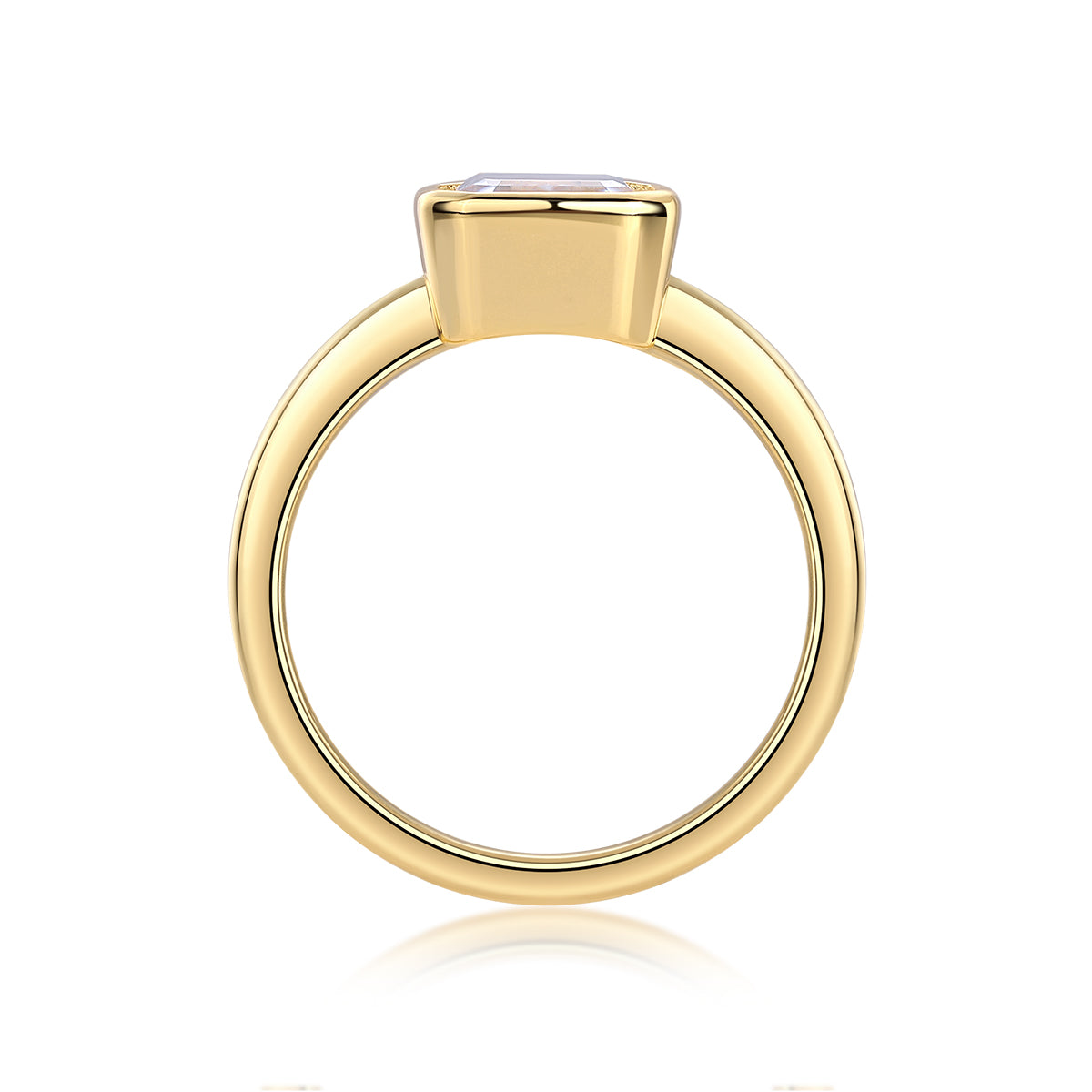 S925 Sterling Silver Moissanite Ring Gold-Plated Octagonal 7x9mm Elegant Fashion Jewelry