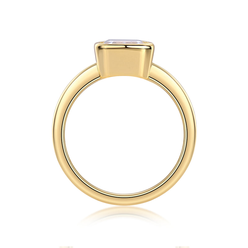 S925 Sterling Silver Moissanite Ring Gold-Plated Octagonal 7x9mm Elegant Fashion Jewelry - 4