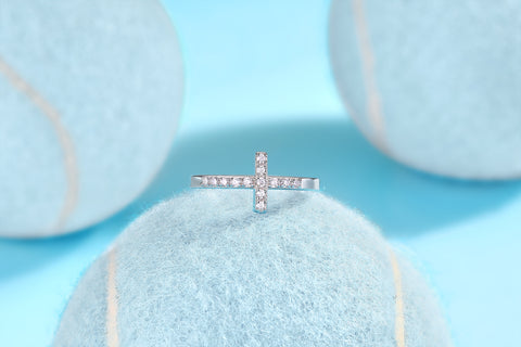 1Holy Light Cross S925 Sterling Silver Ring with Moissanite Accent Modern & Elegant