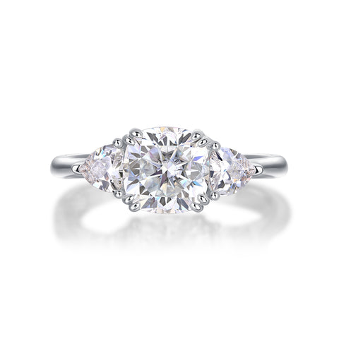 Large Pillow-Cut Moissanite Silver Wedding Ring S925