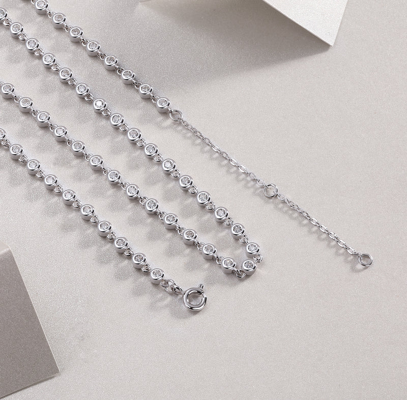 Heart-to-Heart Moissanite Pendant Necklace in Sterling Silver with Platinum Plating - 4