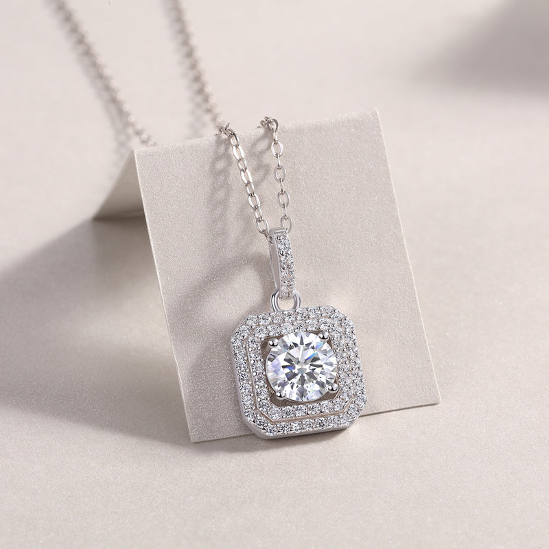 1-Carat Moissanite Pendant Necklace in S925 Sterling Silver with Platinum Plating - 5