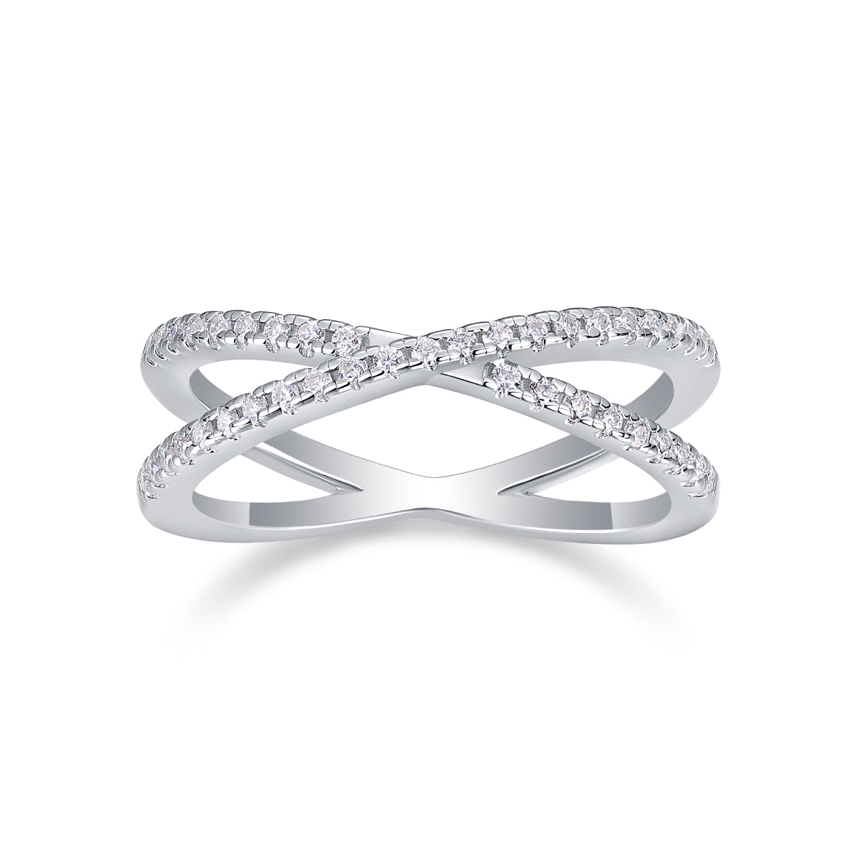 S925 Silver Double Band Moissanite Ring Elegant Luxury Fashion Jewelry