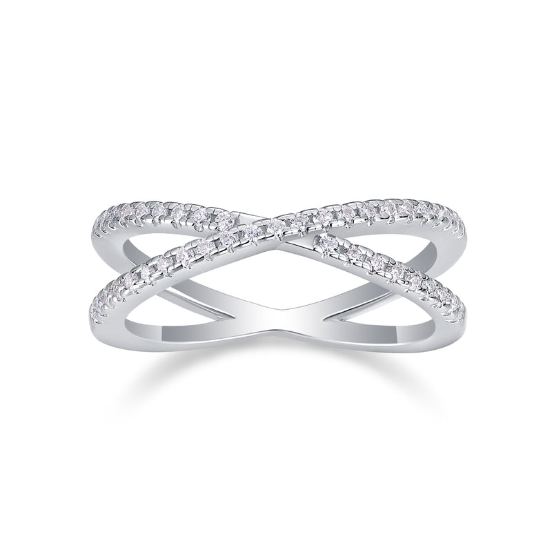 S925 Silver Double Band Moissanite Ring Elegant Luxury Fashion Jewelry - 2