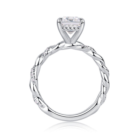 Elegant Octagonal Moissanite S925 Sterling Silver Ring with Twisted Band