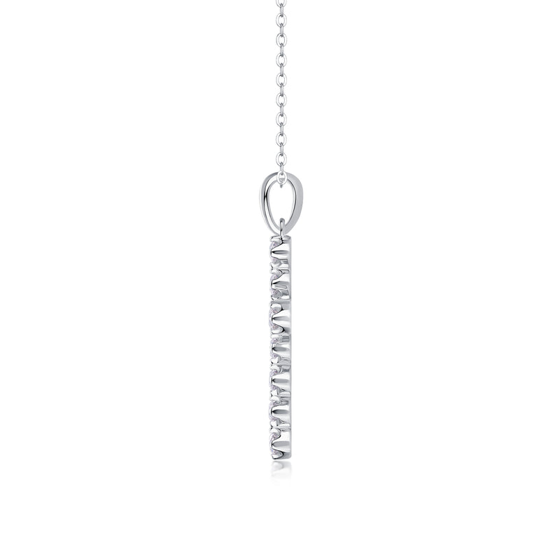 S925 Sterling Silver Cross Pendant Necklace with Sparkling Moissanite Accents - 2