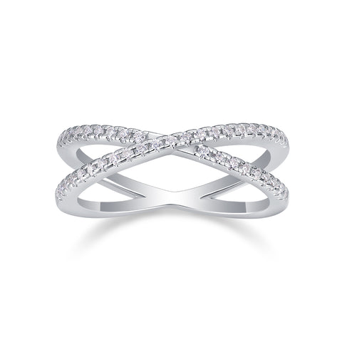 S925 Silver Double Band Moissanite Ring Elegant Luxury Fashion Jewelry