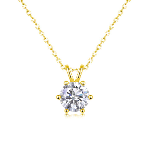 2-Carat Moissanite Pendant Necklace in S925 Sterling Silver Classic Solitaire Design