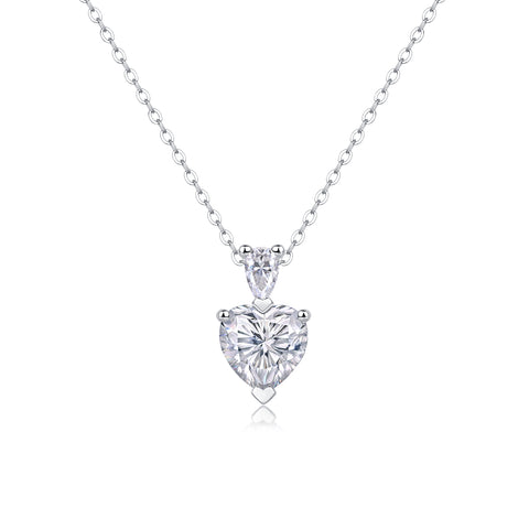 Heart-Shaped Moissanite Pendant Necklace in S925 Sterling Silver