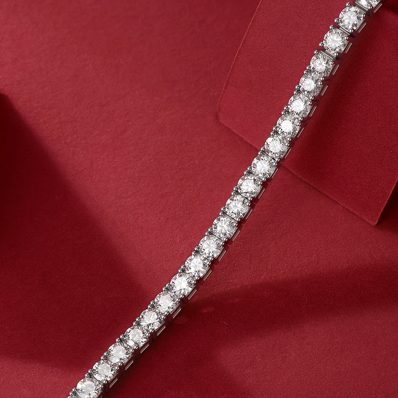 Luxury S925 Silver Moissanite Tennis Bracelet Elegant Sparkling Design - 7