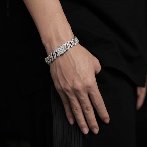 S925 Silver Moissanite Luxury Bracelet Elegant Double Link Design