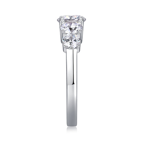 S925 Silver Moissanite Ring 1 Carat Multi-Stone Elegant Design