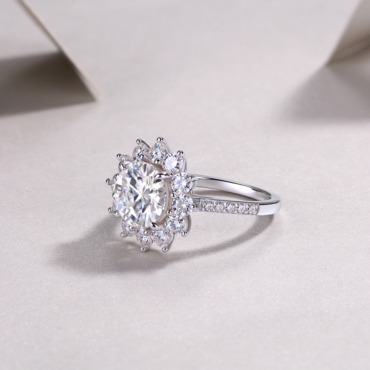 1Sunflower 3-Carat Moissanite Sterling Silver Ring Fashion Jewelry