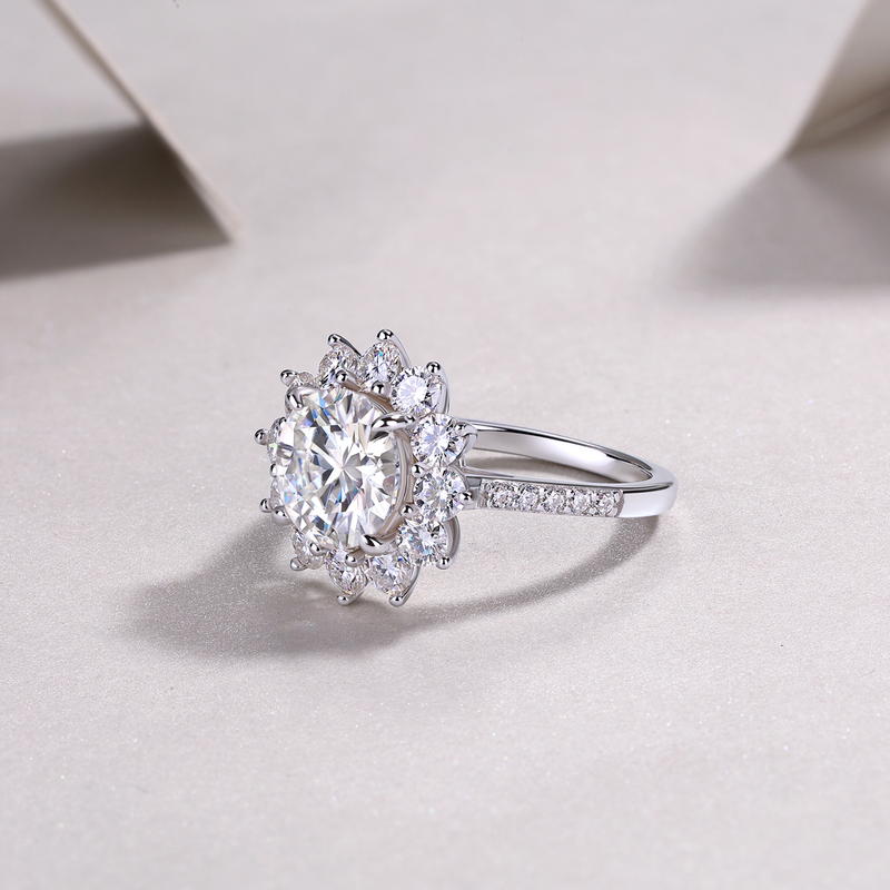 1Sunflower 3-Carat Moissanite Sterling Silver Ring Modern Elegant Fine Jewelry - 2