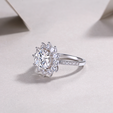 1Sunflower 3-Carat Moissanite Sterling Silver Ring Fashion Jewelry