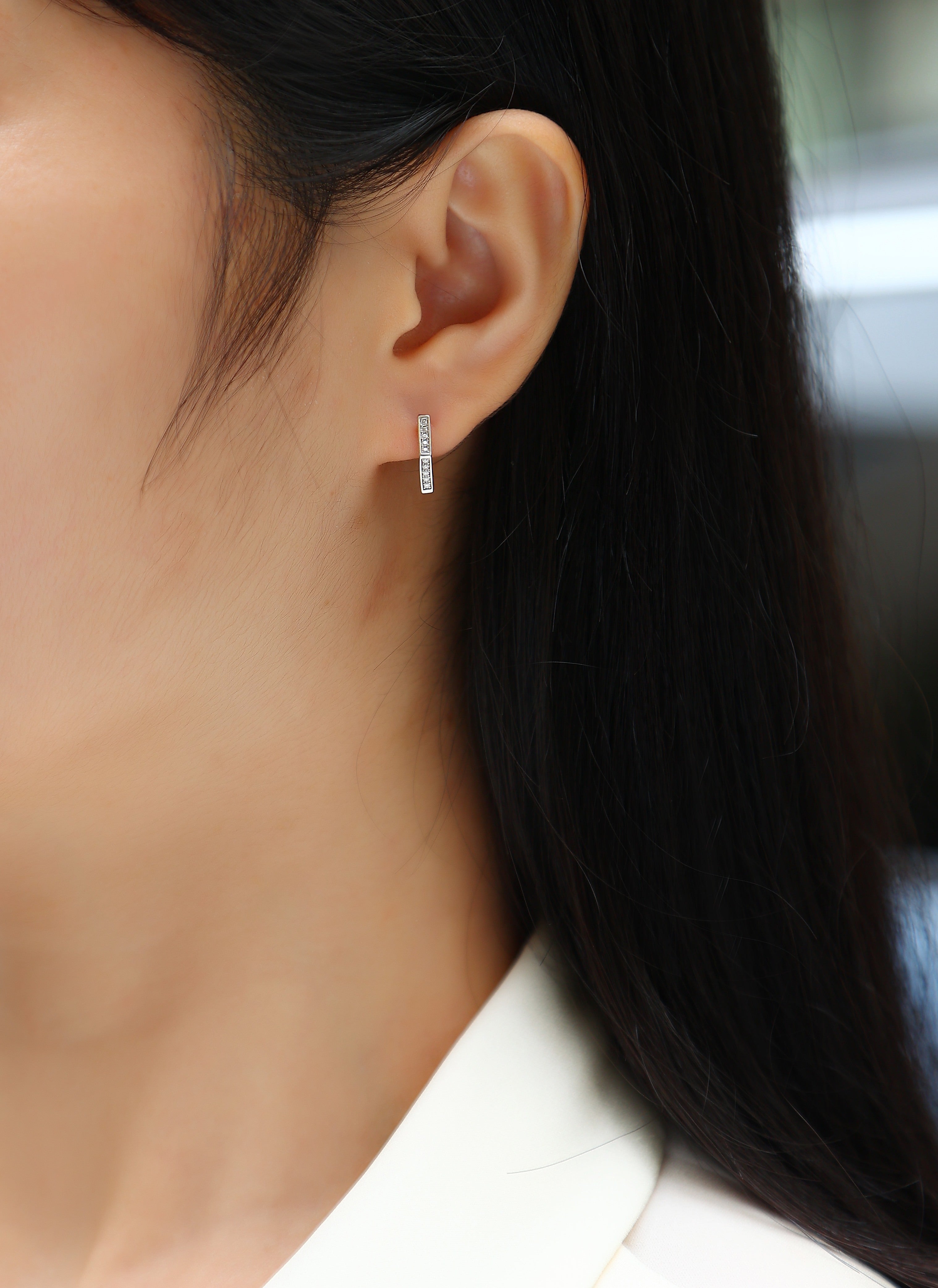 S925 Sterling Silver Moissanite Stud Earrings Hexagonal Hoop Fine Jewelry