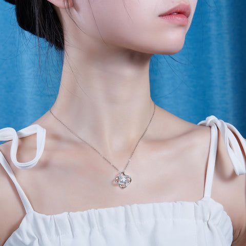 1Carat Moissanite Sterling Silver Pendant with Platinum Plating Elegant Floral Design