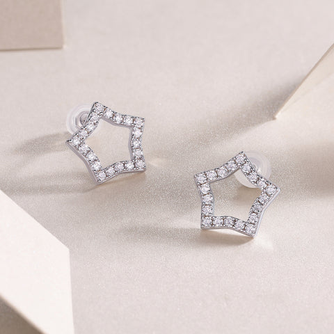 Star-Shaped S925 Sterling Silver Moissanite Stud Earrings Modern & Elegant