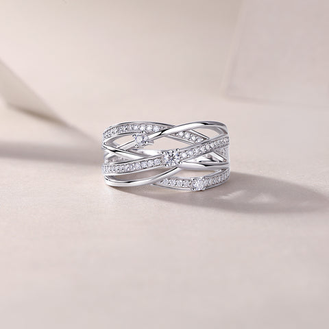 S925 Silver Moissanite Star Ring Luxury Fashion Design