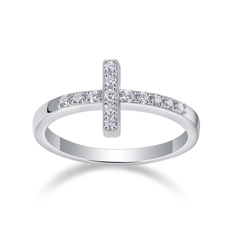 1Holy Light Cross S925 Sterling Silver Ring with Moissanite Accent Modern & Elegant