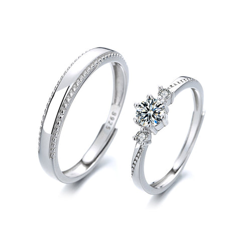 Love At First Sight S925 Silver Diamond Couple Rings Set