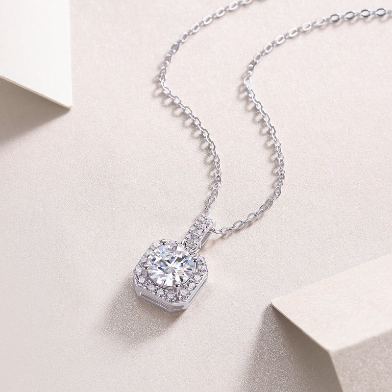 1Dawn Light 1-Carat Moissanite Pendant Necklace in S925 Sterling Silver with Platinum Plating - 5