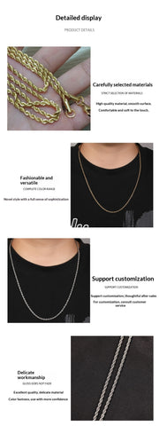 Stainless Steel Twisted Rope Chain Bracelet Minimalist Unisex Design