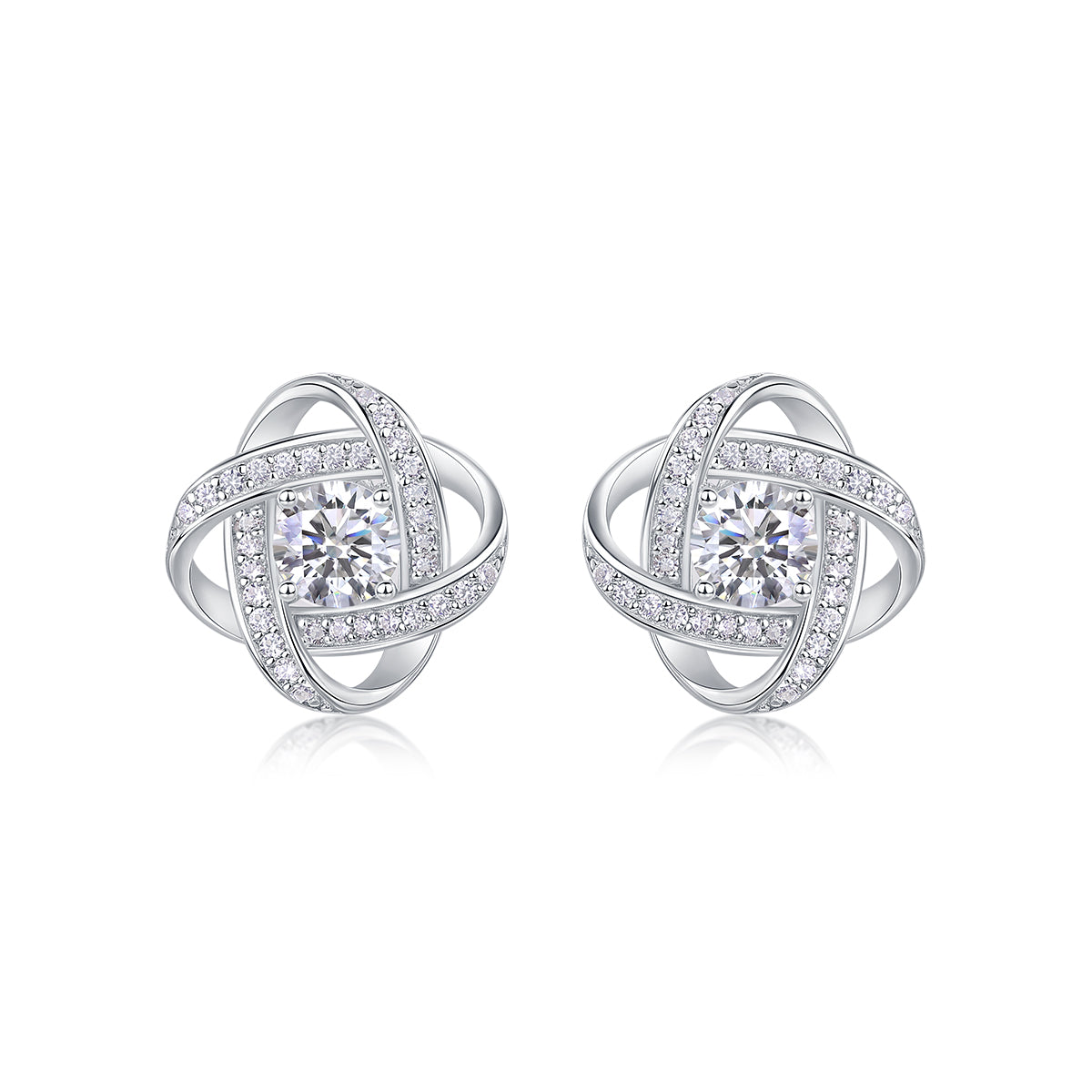 1Hope Beam S925 Sterling Silver Moissanite Stud Earrings Elegant Fashion Jewelry