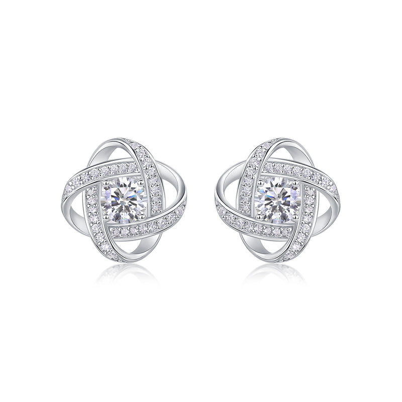 1Hope Beam S925 Sterling Silver Moissanite Stud Earrings Elegant Fashion Jewelry - 2