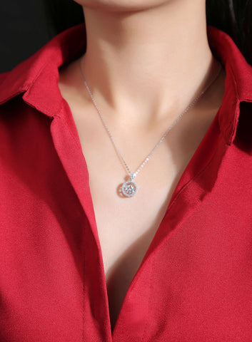 1-Carat Moissanite S925 Sterling Silver Necklace Pendant Set with Platinum Plating