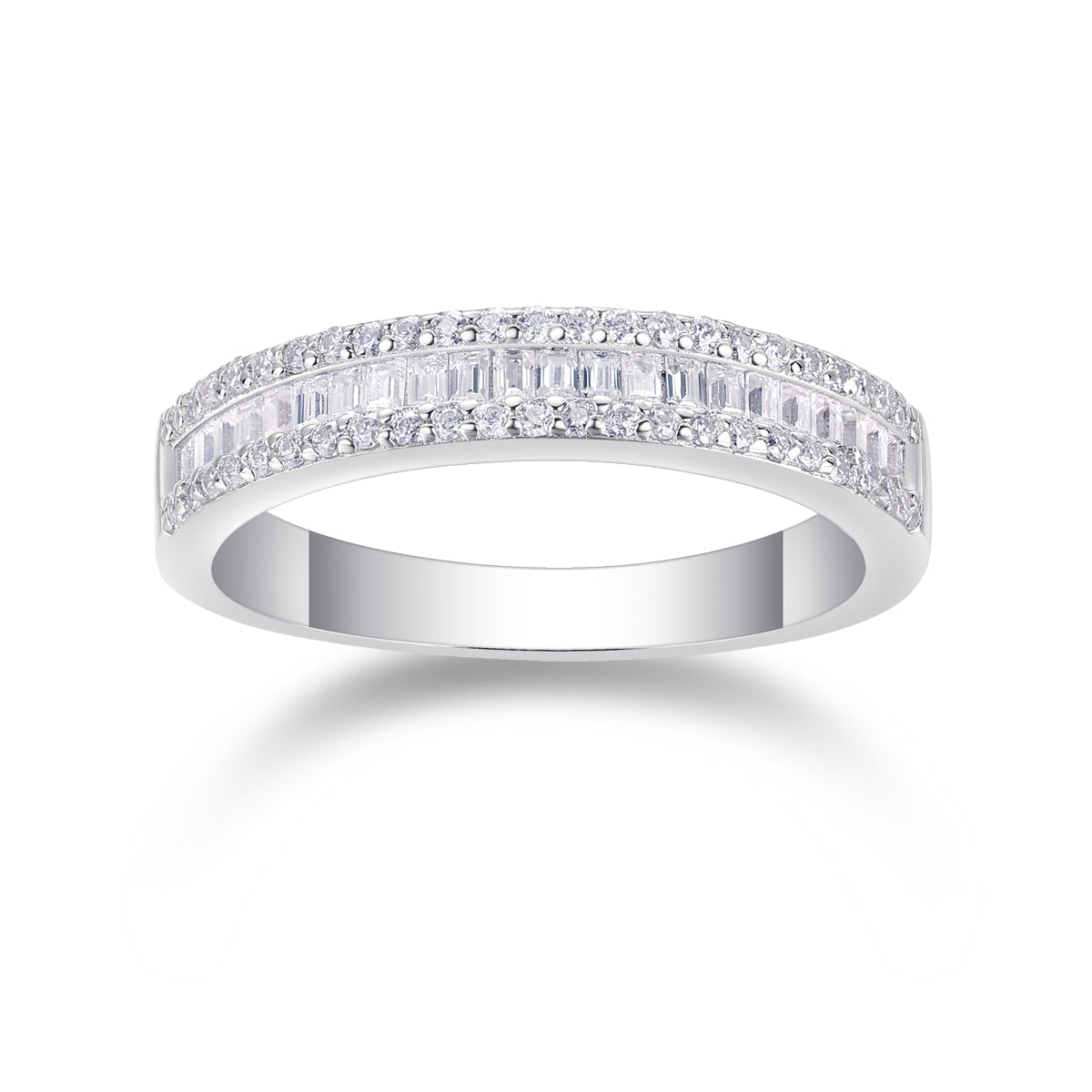 S925 Silver Square Moissanite Ring Luxury Fashion Band