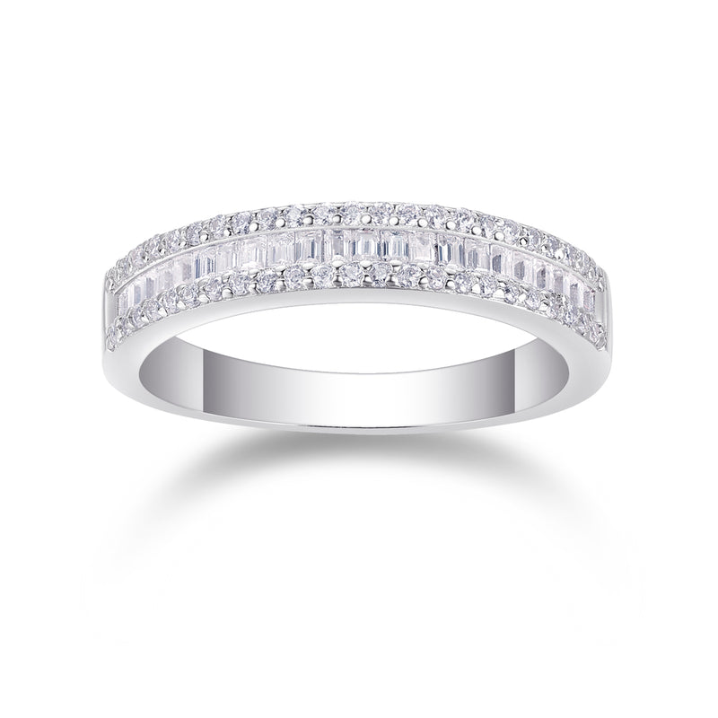 S925 Silver Square Moissanite Ring Modern Luxury Band - 5