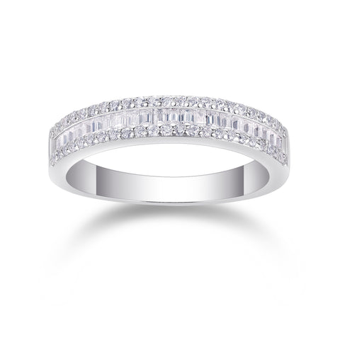 S925 Silver Square Moissanite Ring Luxury Fashion Band