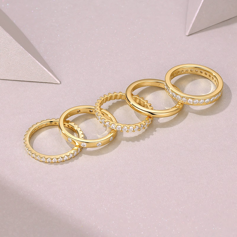 S925 Sterling Silver Gold-Plated Moissanite Ring for Men and Women