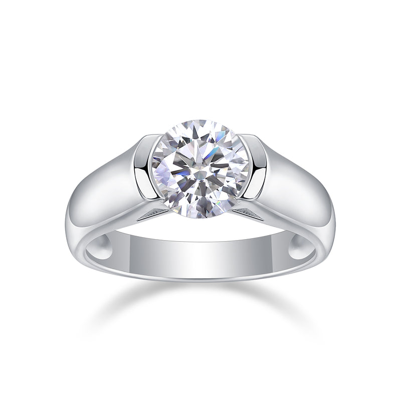 Luxury 2 Carat Moissanite S925 Silver Wedding Ring Modern Elegant Design - 3