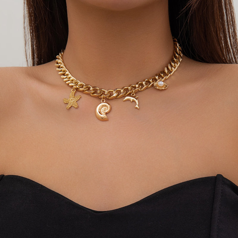Boho Beach Charm Necklace and Bracelet Set for Women - 10